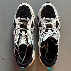 ASICS Black and White Sneakers with Teal Accents
